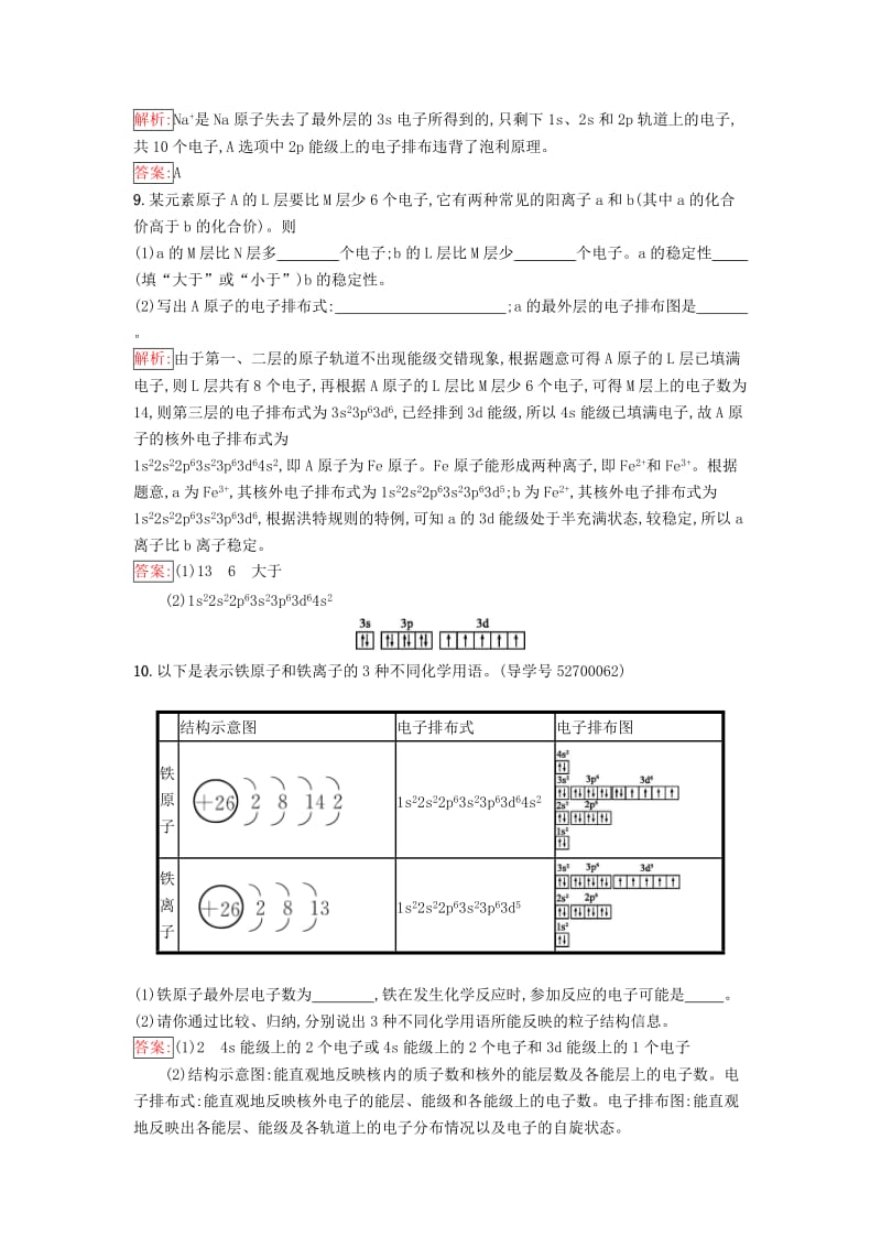 高中化学 第一章 原子结构与性质 1_1_3 电子云与原子轨道 泡利原理和洪特规则课时训练（含解析）新人教版选修3_第3页