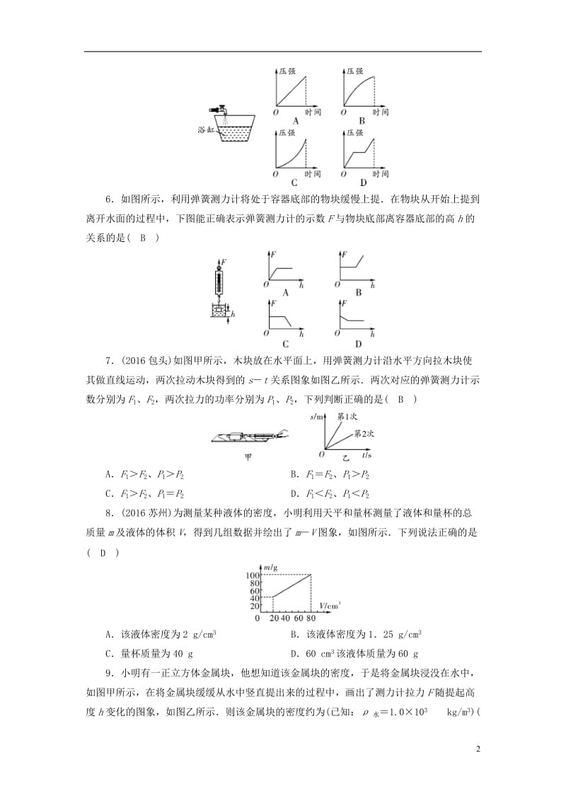 江西省2017中考物理第二部分专题综合强化专题2坐标曲线题类型1演练新人教版_第2页