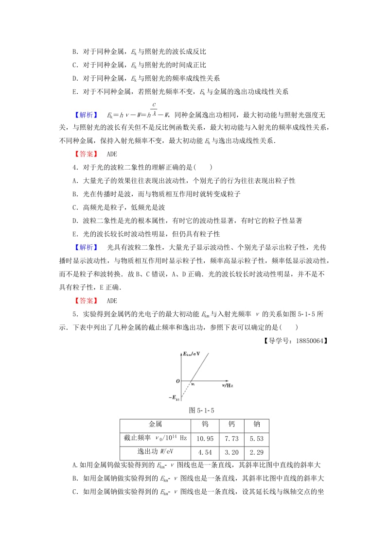 高中物理 第5章 波与粒子 第1节 光电效应 第2节 康普顿效应学业分层测评 鲁科版选修3-5_第2页