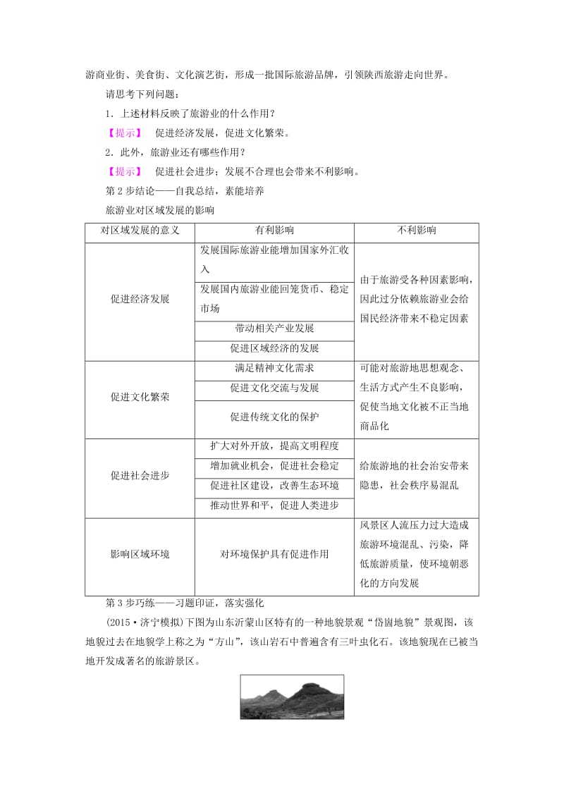 高中地理 第1单元 蓬勃发展的旅游业 第2节 旅游业对社会发展的作用学案 鲁教版选修3_第3页