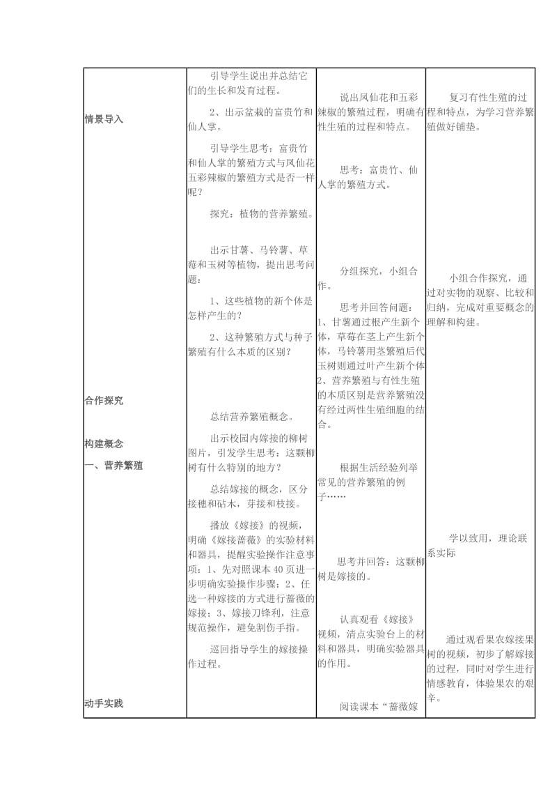 八年级生物上册 第四单元 第一章 第七节 植物的营养繁殖教学设计 （新版）济南版_第2页