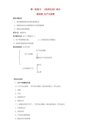 高三政治一輪復(fù)習(xí) 經(jīng)濟(jì)生活部分 第四課 生產(chǎn)與消費(fèi)課堂活動(dòng)清單