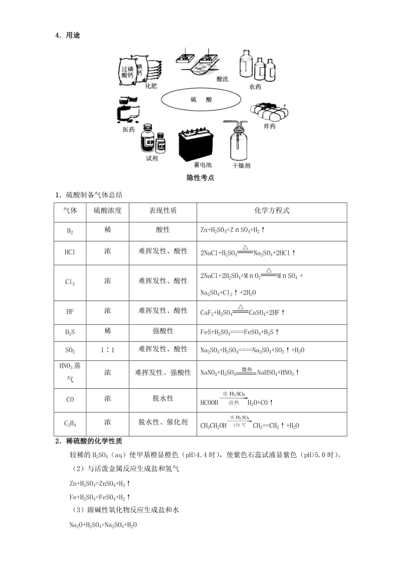 高考化学一轮复习（第三辑）考点40 硫酸的性质、硫酸根离子的检验（含解析）1_第2页