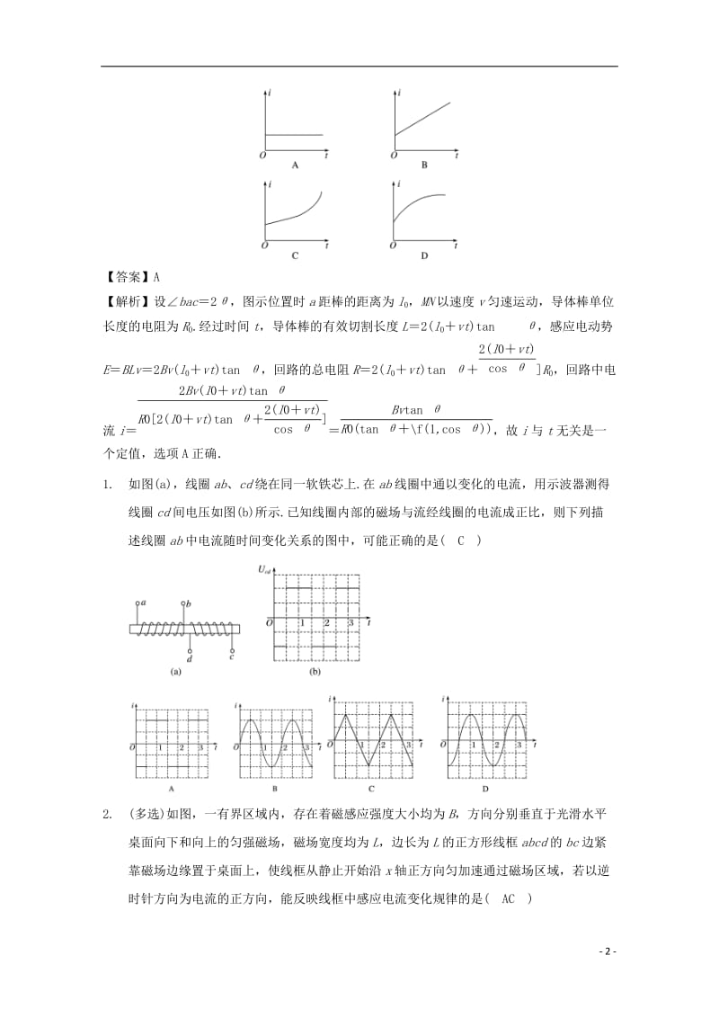 高中物理 模块十 电磁感应 考点4_6 电磁感应规律应用之图像问题试题1_第2页