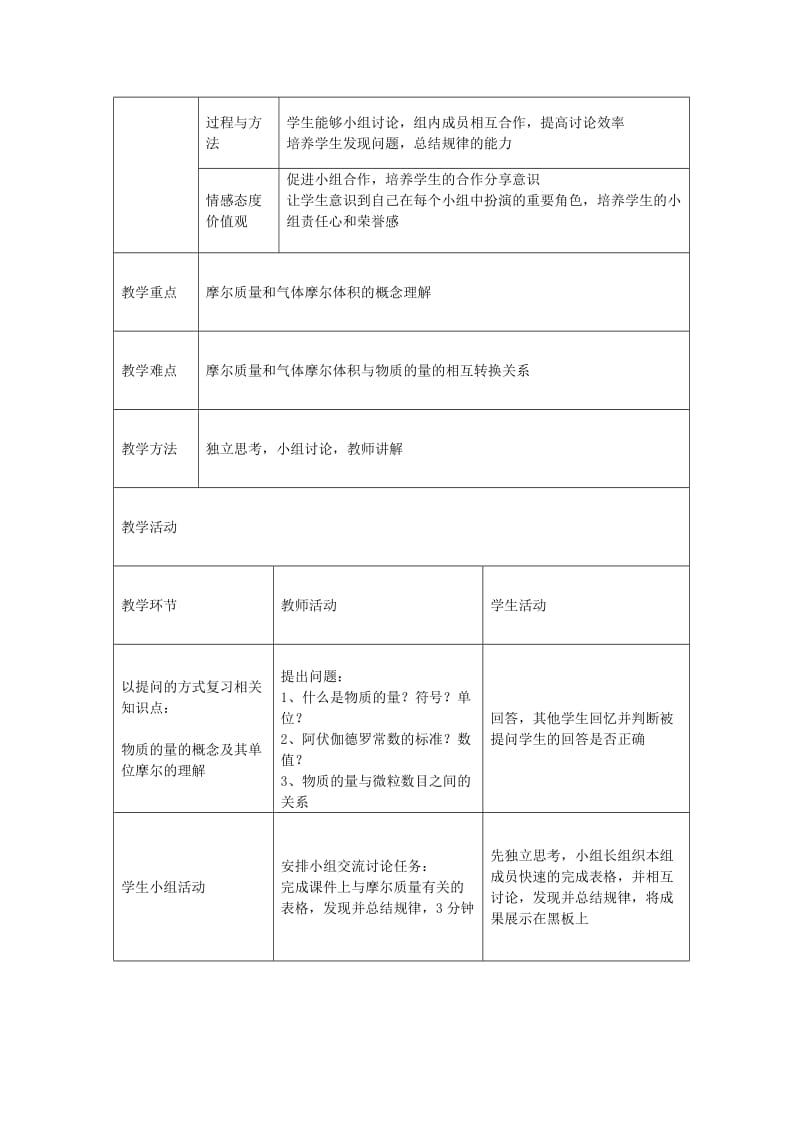 高中化学 1.2 物质的量教学设计3 鲁科版必修1_第2页