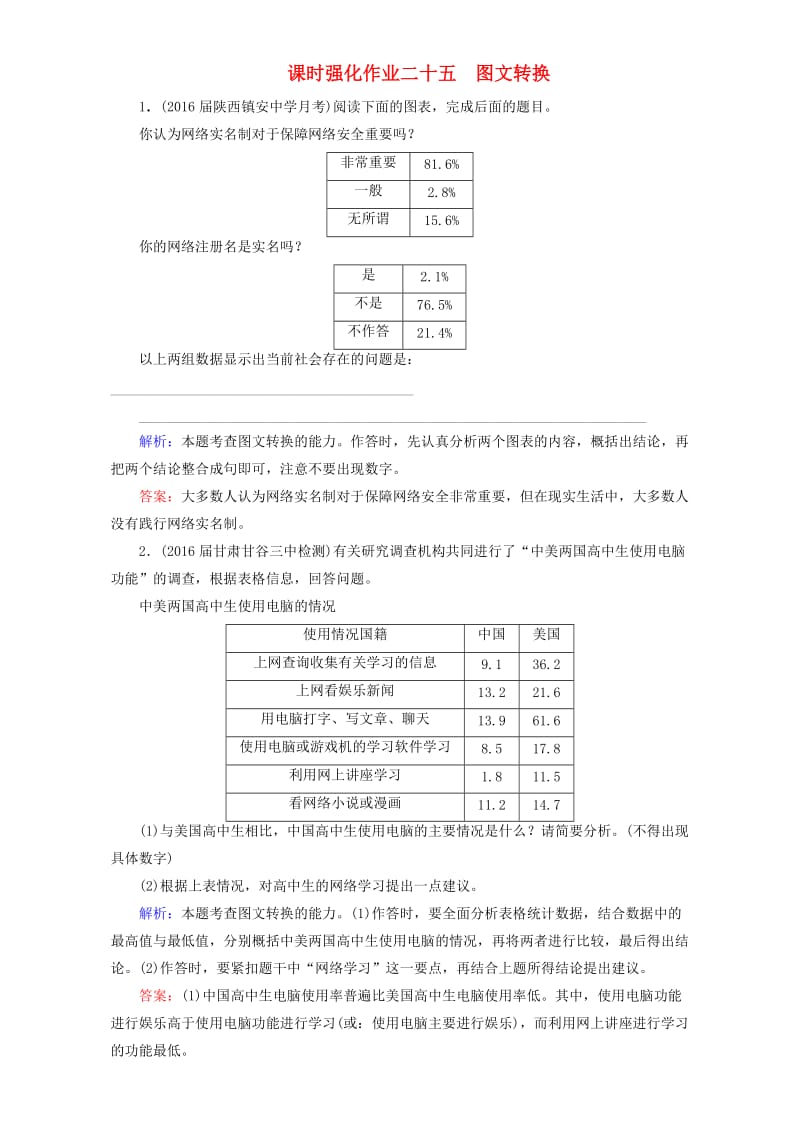 高考语文一轮复习 课时强化作业25 图文转换（含解析）_第1页