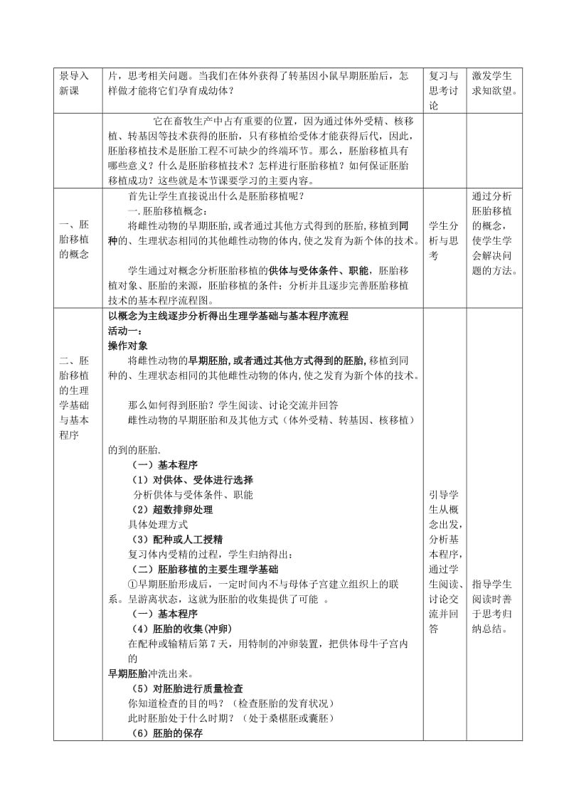 高中生物 3.3《胚胎工程的应用及前景—胚胎移植》教学设计 新人教版选修3_第3页