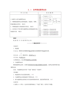 高中物理 第2章 研究圓周運動 2_1 怎樣描述圓周運動教師用書 滬科版必修2