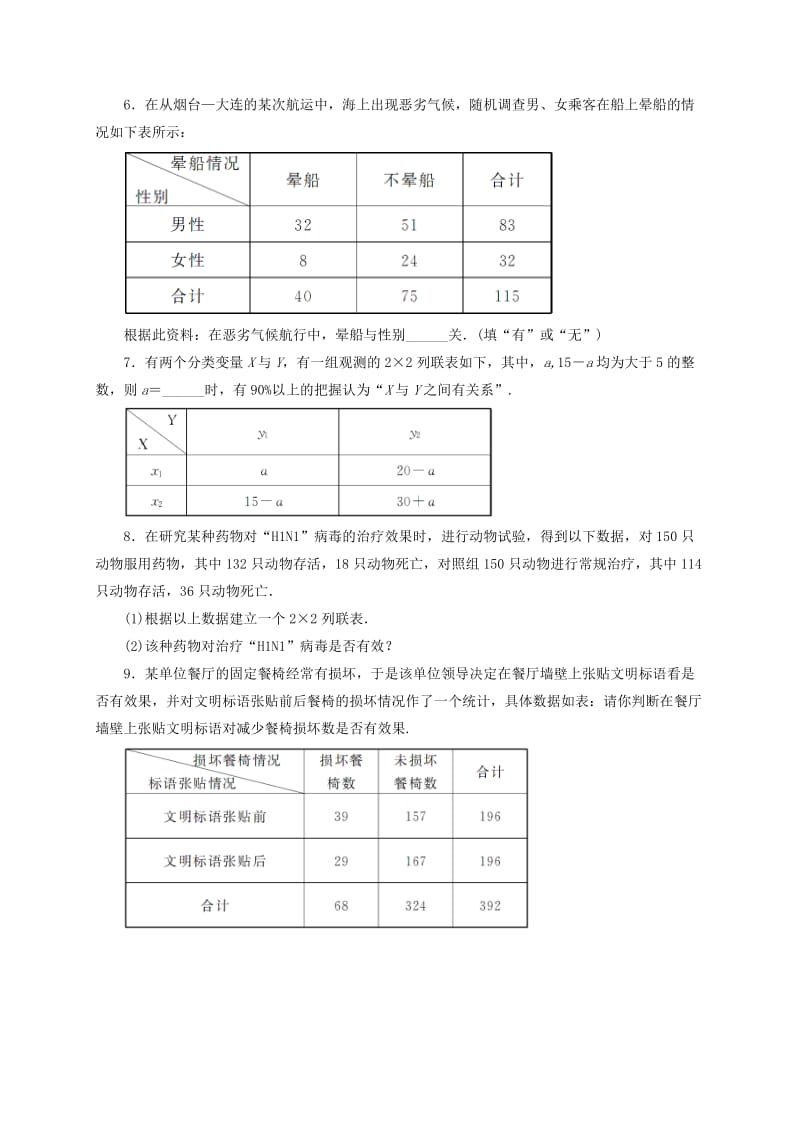 高中数学 2 独立性检验同步精练 北师大版选修2-31_第2页