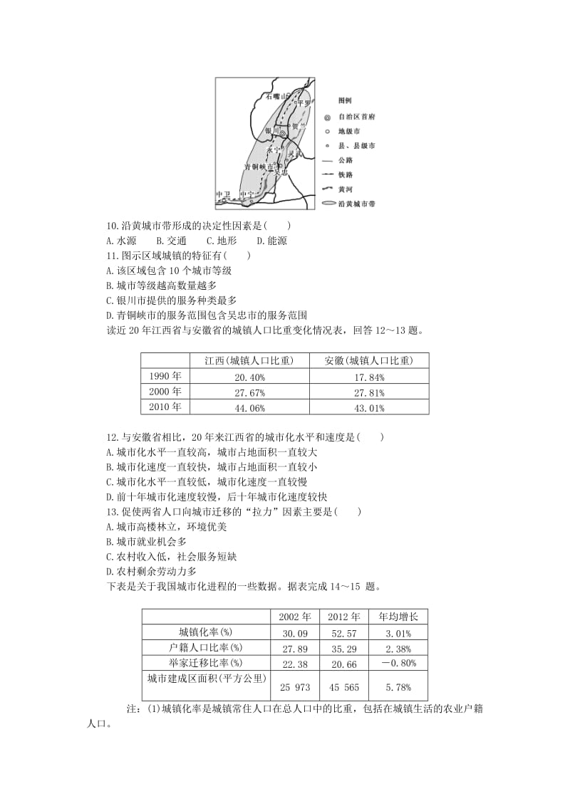 高中地理 第二章 城市与城市化阶段质量检测 新人教版必修2_第3页