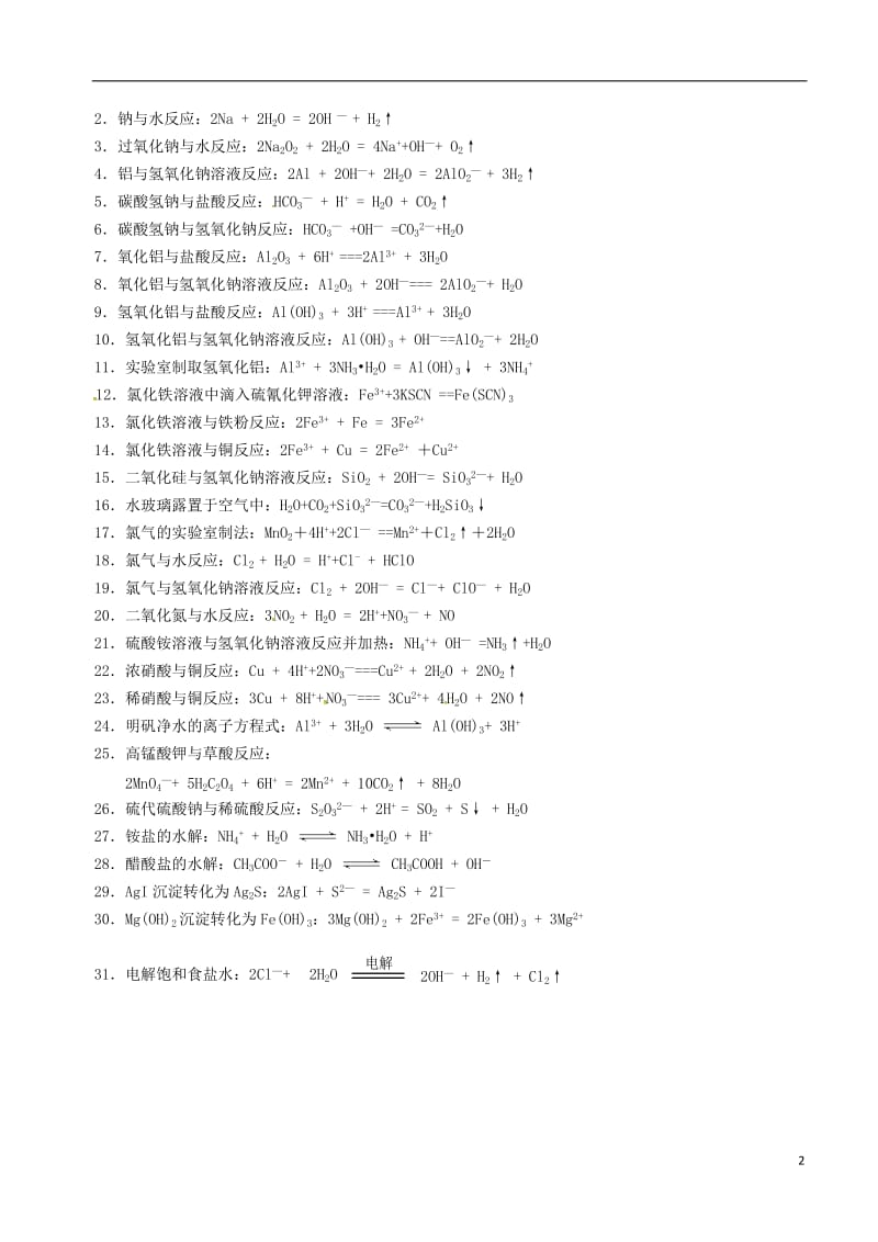 高考化学二轮复习 无机化学基本概念 2 离子反应学案_第2页