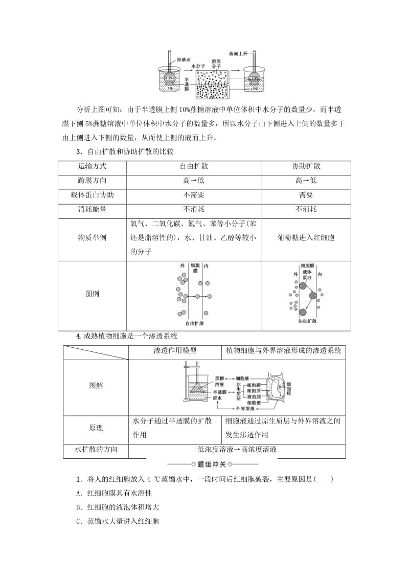 高中生物 第3章 细胞的结构和功能 第3节 物质的跨膜运输学案 苏教版必修1_第3页