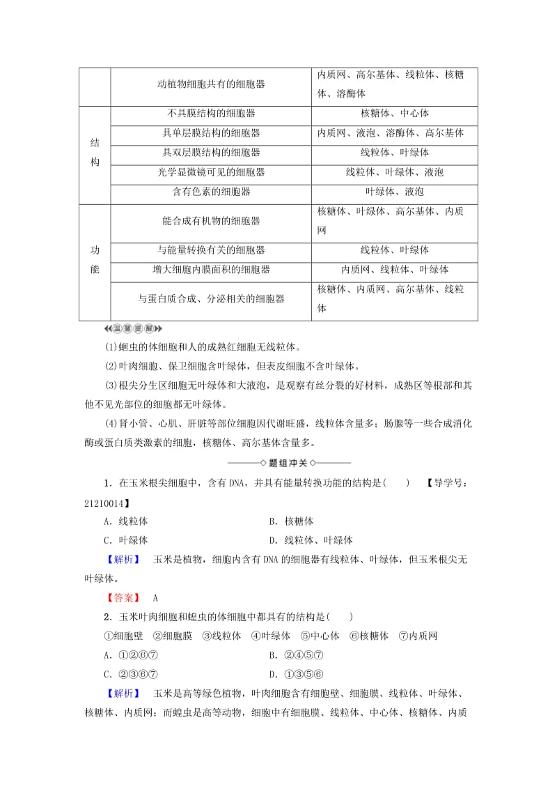 高中生物 第3章 细胞的结构和功能 第2节 细胞的类型和结构（第2课时）细胞质和细胞器学案 苏教版必修1_第3页