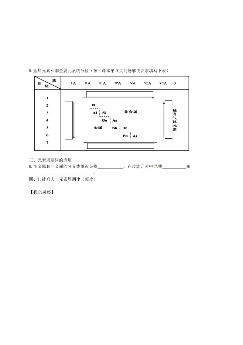 高中化学 专题一 第3课 元素周期表及其应用学案1苏教版必修2_第2页