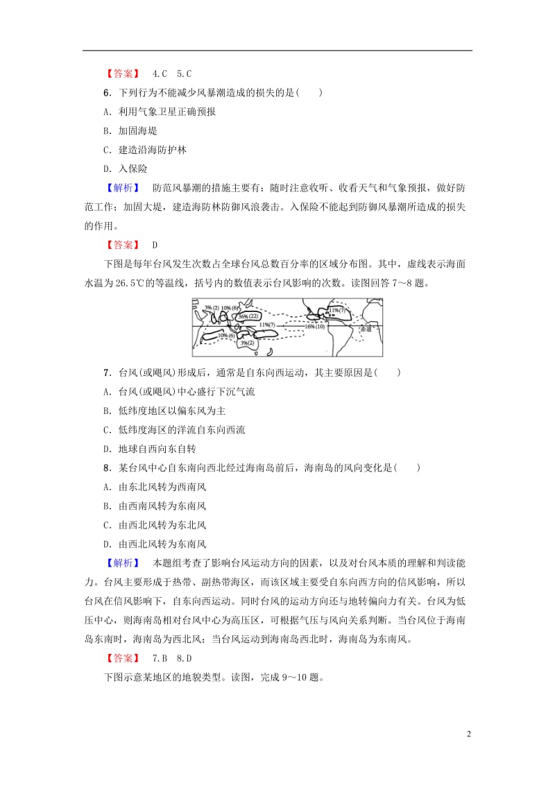 教师用书2016-2017学年高中地理第3单元保护海洋环境第1节海洋自然灾害与防灾减灾学业分层测评鲁教版选修_第2页