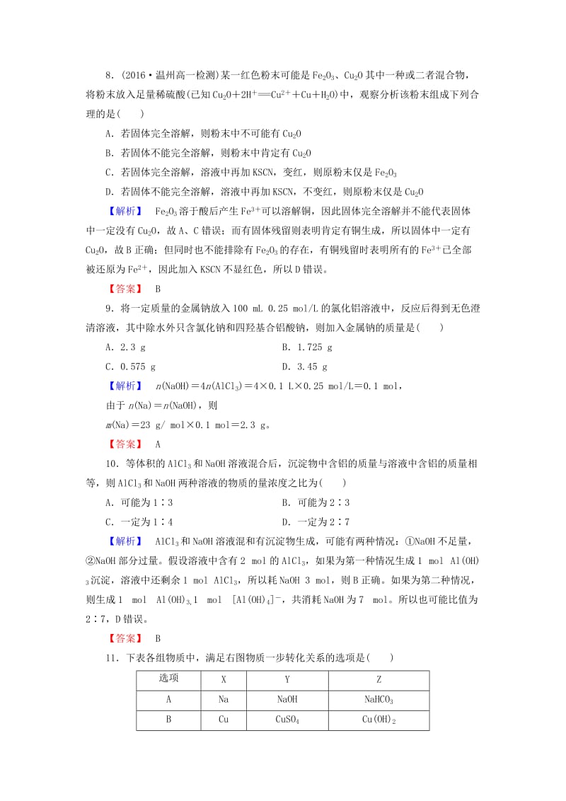 高中化学 章末综合测评4 材料家族中的元素 鲁科版必修_第3页