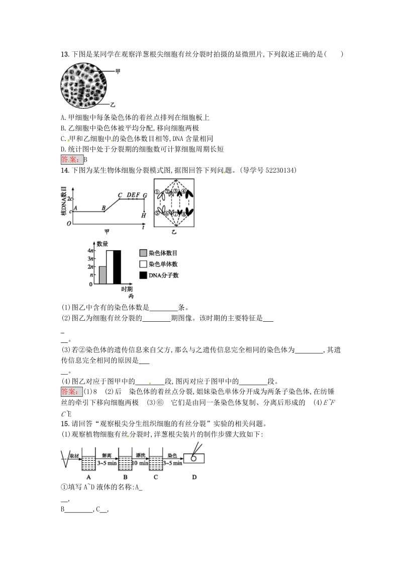 高中生物 6.1 细胞的增殖课时训练19 新人教版必修1_第3页