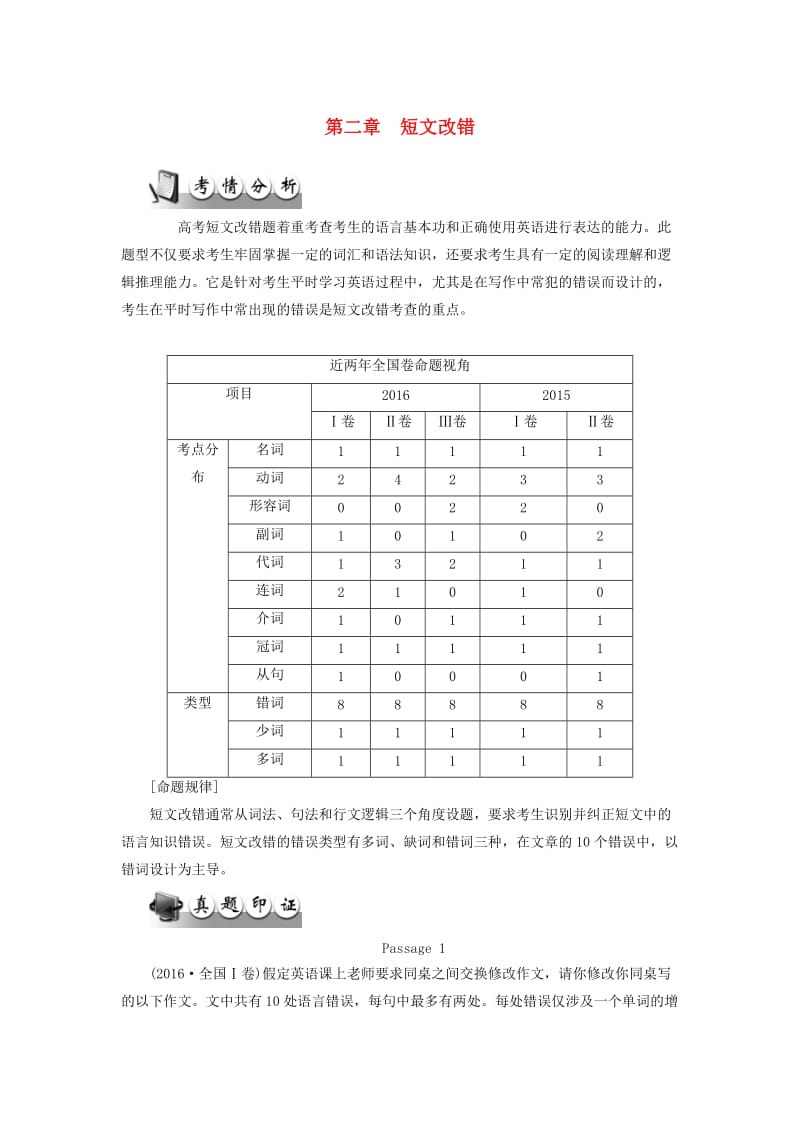 高考英语二轮复习 第一部分 语法知识 第二章 短文改错（含解析）1_第1页