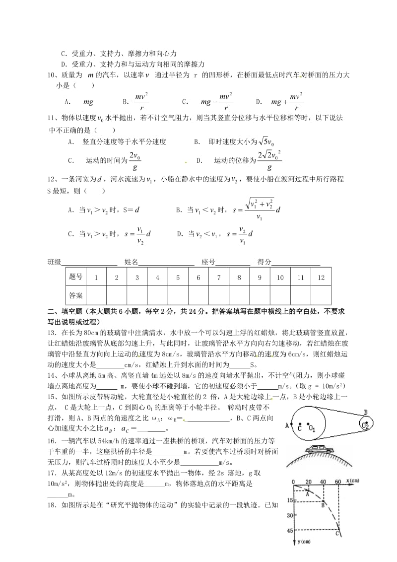 高中物理下学期练习（四）（兴国班无答案）_第2页