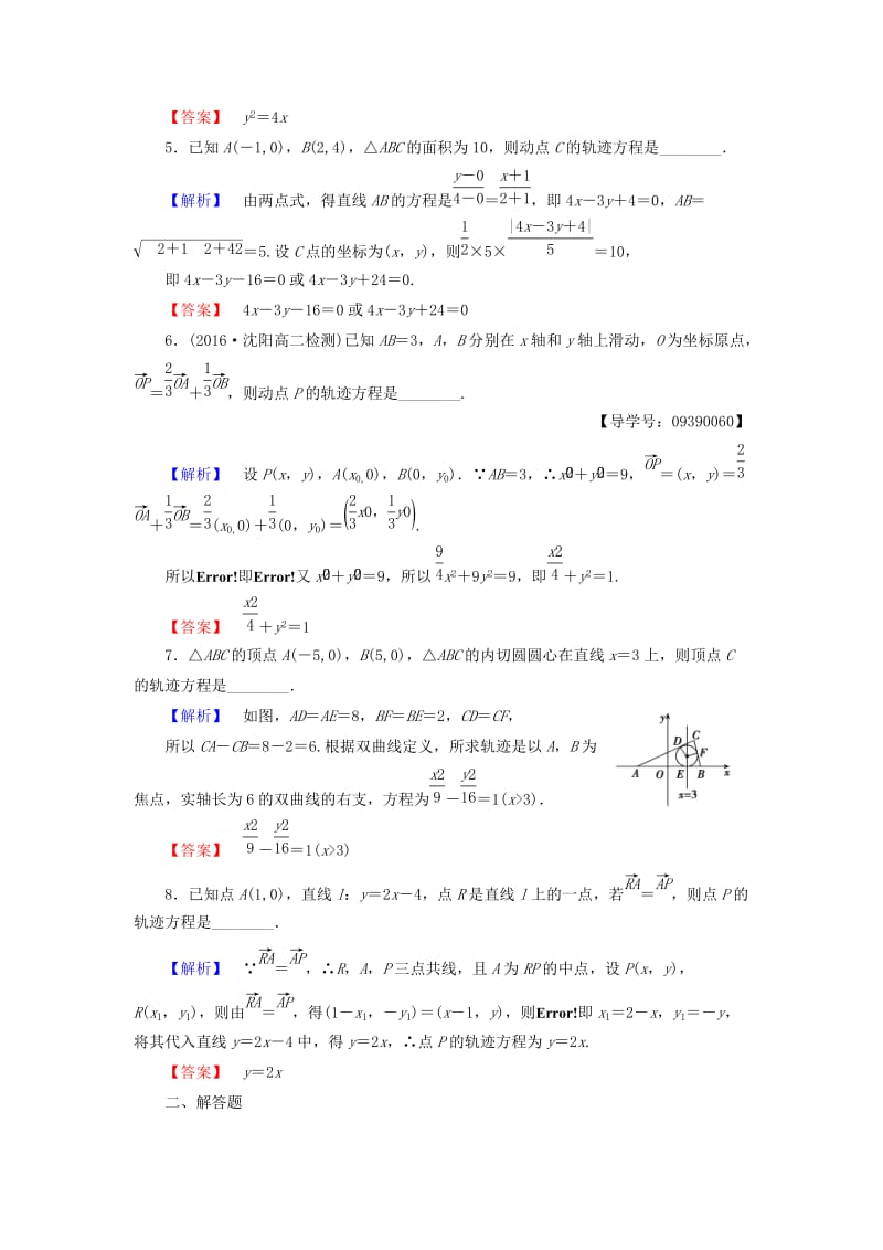 高中数学 第2章 圆锥曲线与方程 2.6.2 求曲线的方程学业分层测评 苏教版_第2页