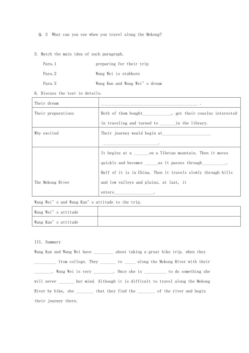 高中英语 Unit 3 Travel journal Period 1 Warming up and reading练习新人教版必修1_第2页