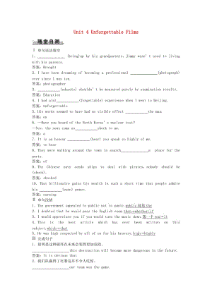 高考英語總復(fù)習(xí) 第1部分 基礎(chǔ)考點(diǎn)聚焦 Unit 4 Unforgettable Films高效演練跟蹤檢測 重慶大學(xué)版必修2