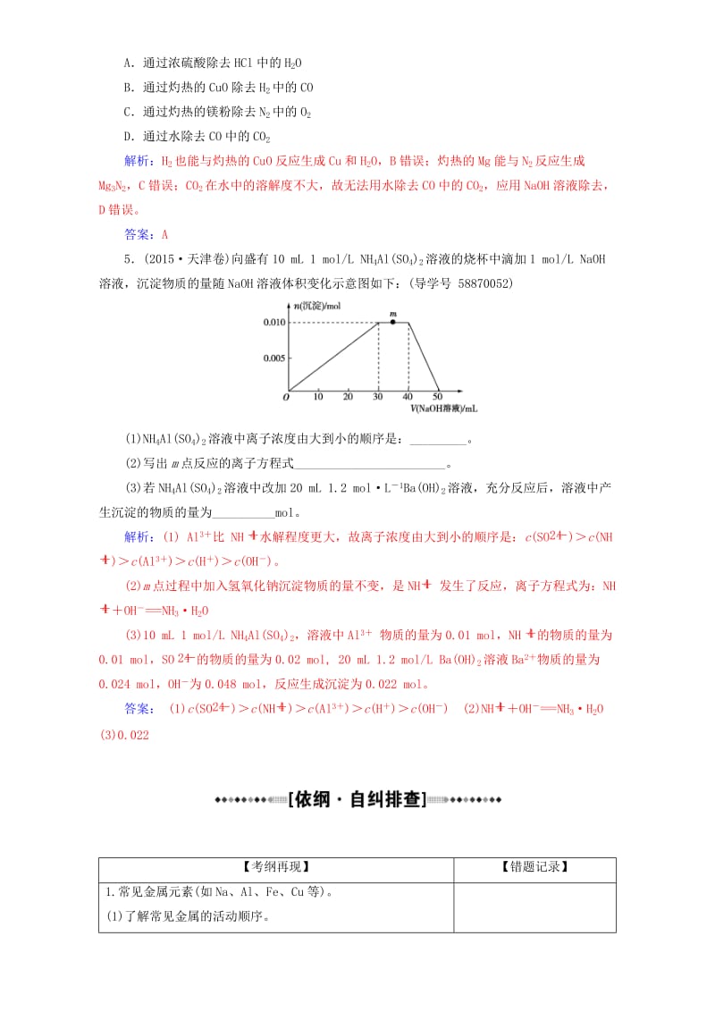 高考化学二轮复习 第一部分 专题三 元素及其化合物 第10讲 金属及其化合物（含解析）_第2页