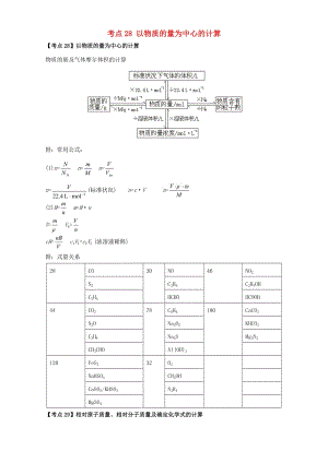 高考化學(xué)二輪專題復(fù)習(xí)30個(gè)考點(diǎn) 第六版塊 化學(xué)計(jì)算 考點(diǎn)28 以物質(zhì)的量為中心的計(jì)算（含解析）1