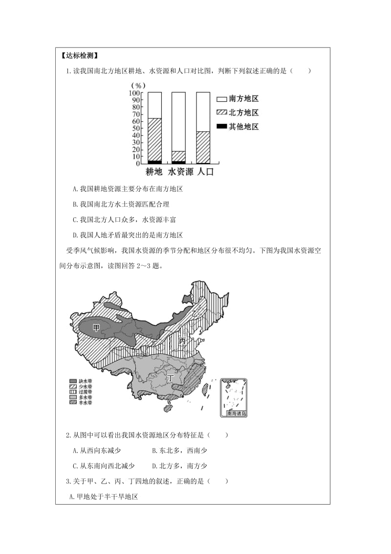 八年级地理上册 33 紧缺的水资源（第1课时）学案 晋教版_第2页