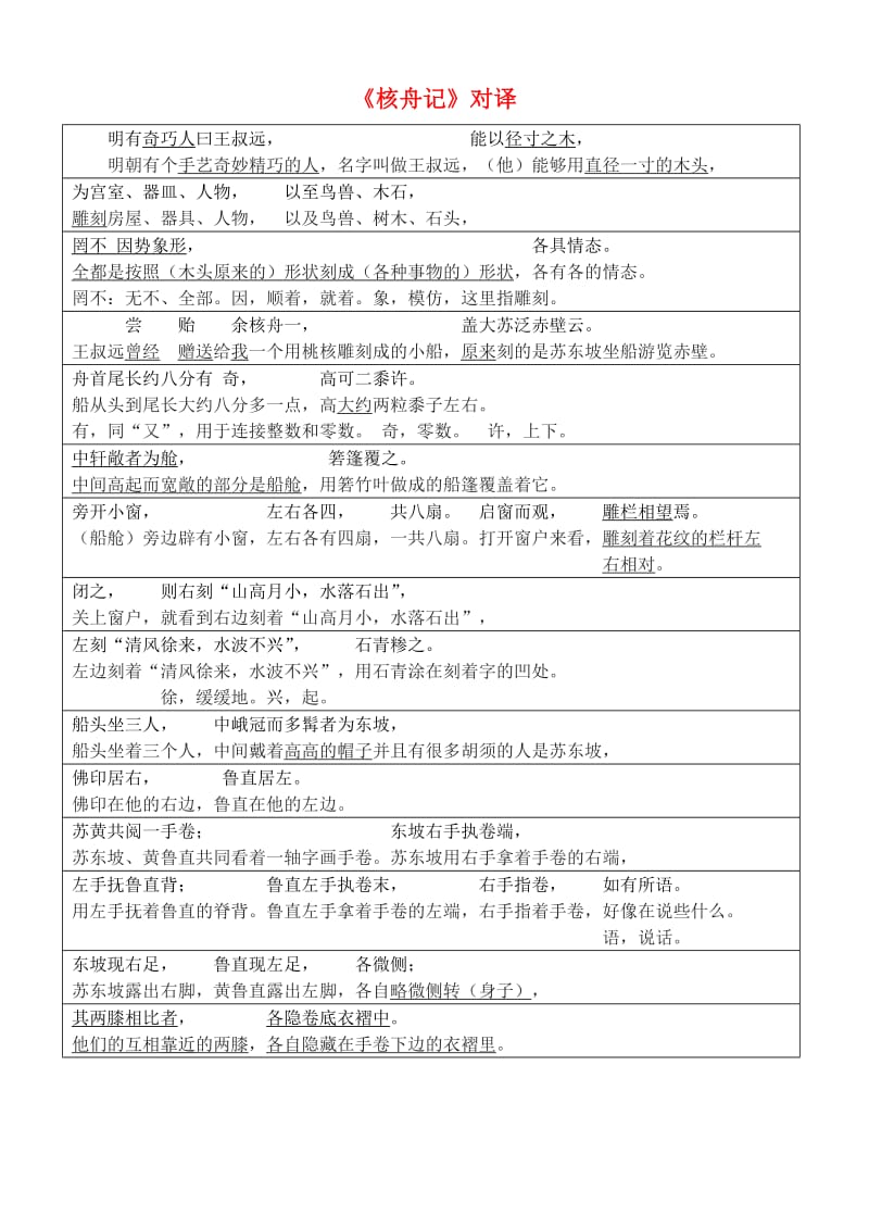 八年级语文上册 第五单元 第23课《核舟记》古今文言文现代文对译 新人教版_第1页