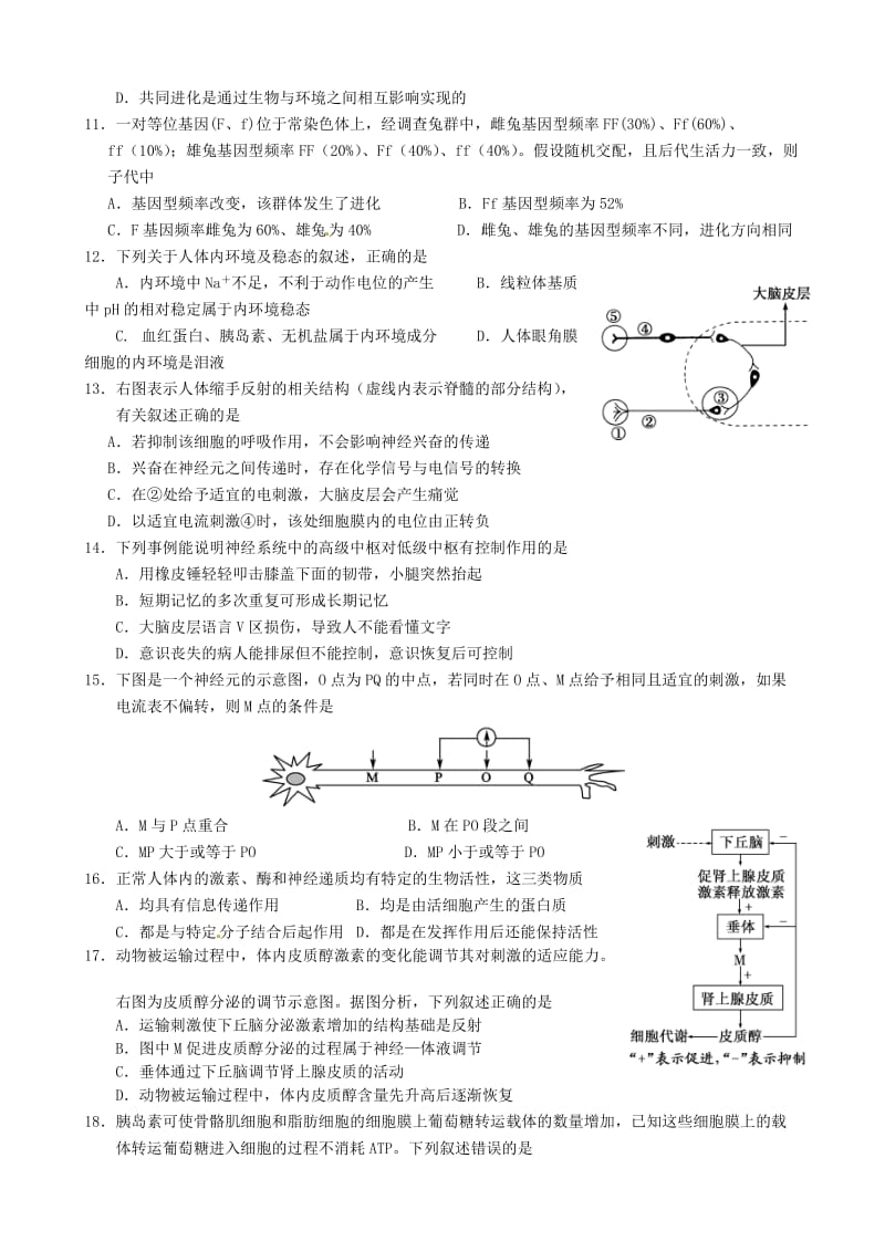 高二生物上学期期末联考试题 (2)_第3页