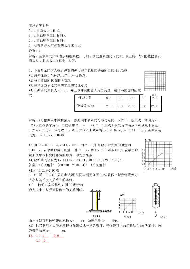 高考物理 第2章 静力学 实验 探究弹簧伸长与弹力关系（第10课时）复习导学案_第2页