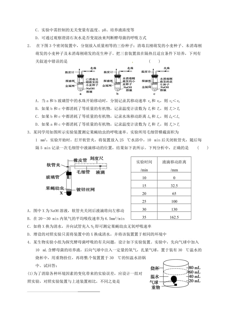 高三生物 细胞呼吸复习学案2_第2页