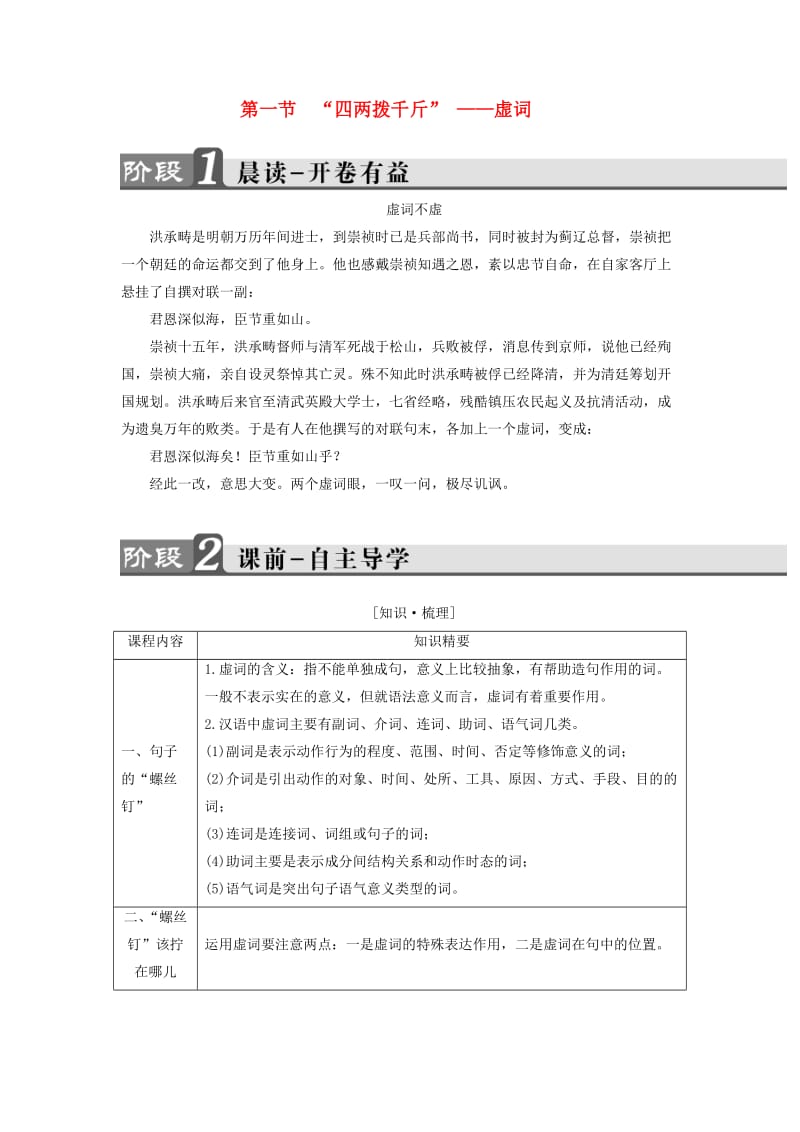 高中语文 第5课 言之有“理”第1节“四两拨千斤“-虚词讲义 新人教版_第1页