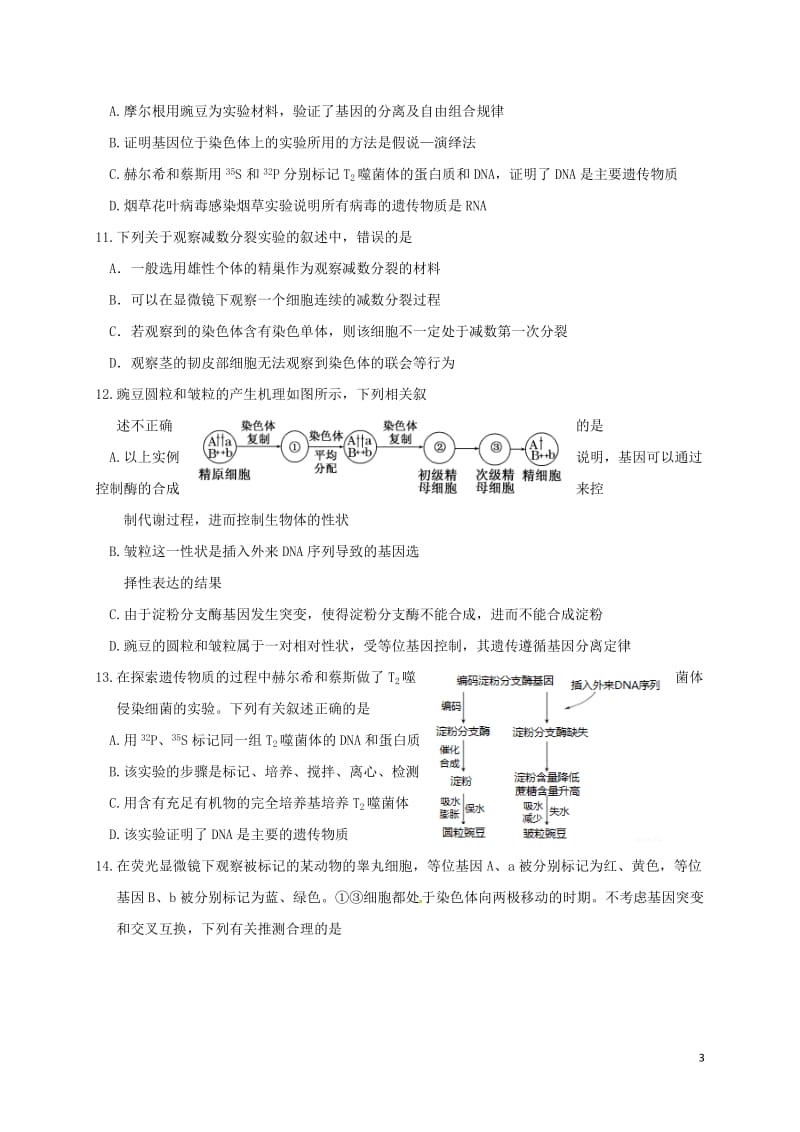 黑龙江省齐齐哈尔市第八中学2016-2017学年高二生物上学期期末考试试题_第3页