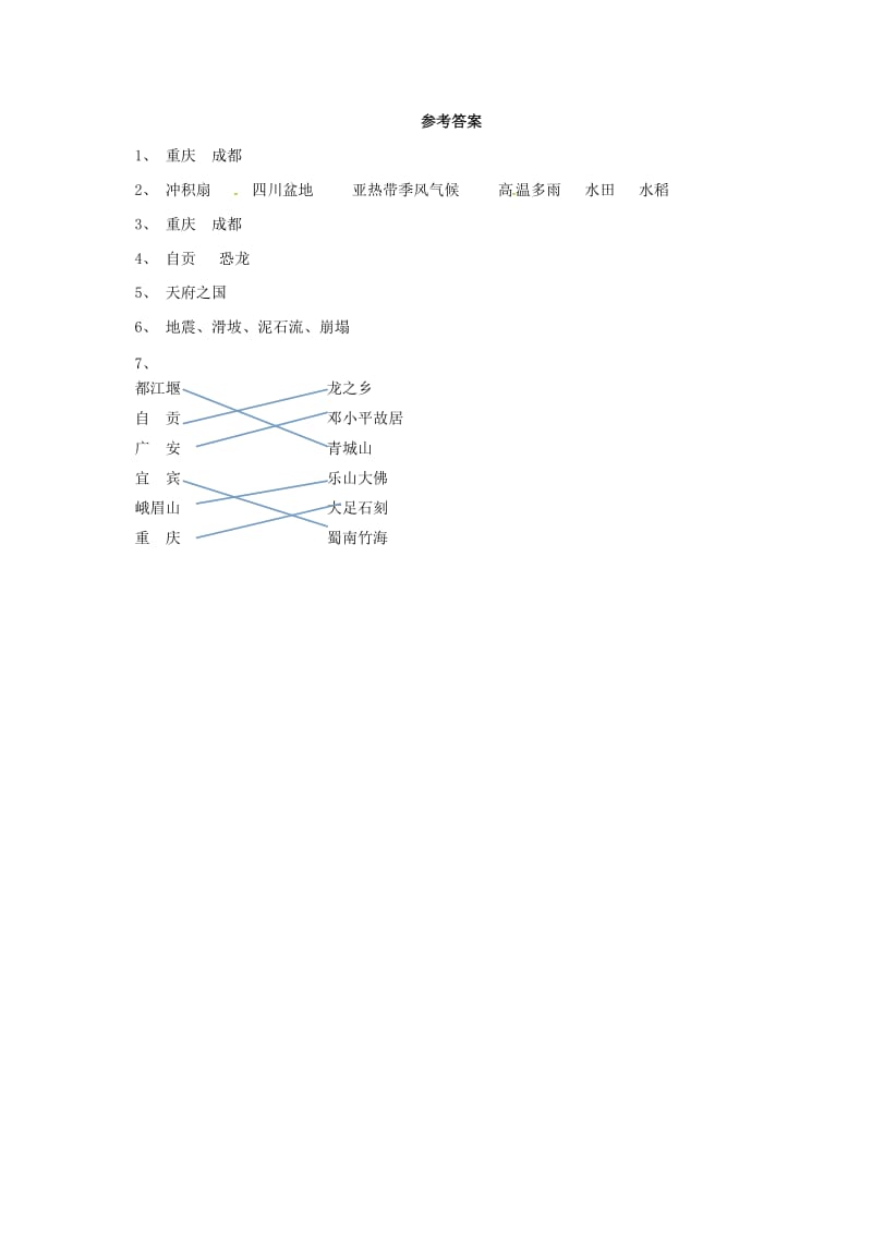 八年级地理下册 6_3 成渝地区——西部经济发展的引擎之一同步检测 晋教版_第2页