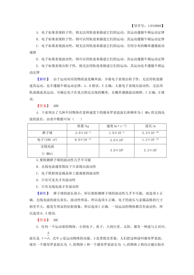 高中物理 第4章 波粒二象性 4 实物粒子的波粒二象性 5 不确定关系学业分层测评 教科版选修3-5_第2页