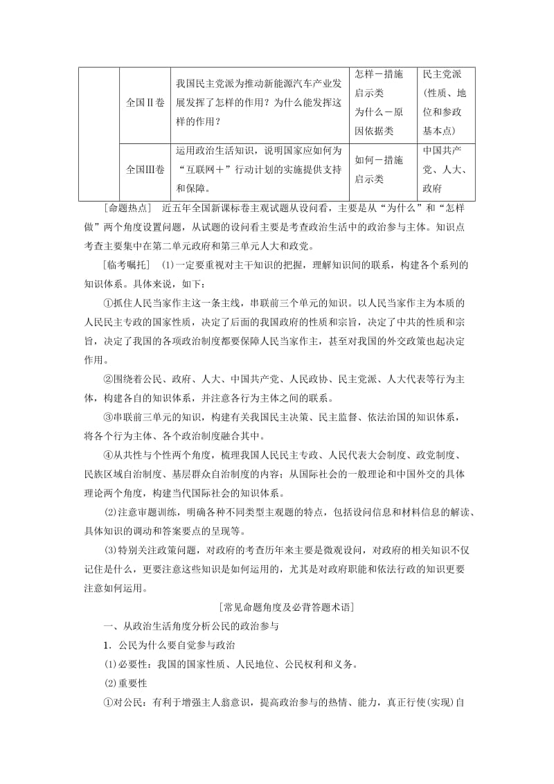 高三政治二轮复习 第2部分 考前增分策略 1 政治生活（必修2）_第2页