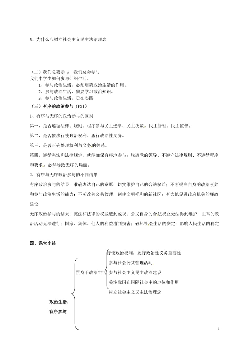 高中政治 第一课 第三框 政治生活：有序参与导学案 新人教版必修2_第2页