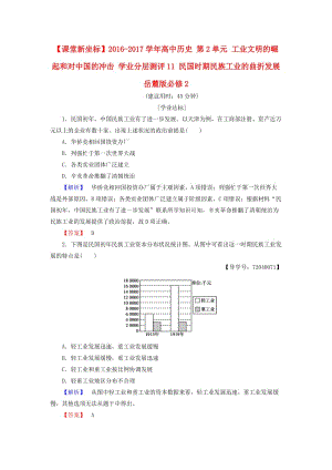 高中歷史 第2單元 工業(yè)文明的崛起和對(duì)中國(guó)的沖擊 學(xué)業(yè)分層測(cè)評(píng)11 民國(guó)時(shí)期民族工業(yè)的曲折發(fā)展 岳麓版必修1