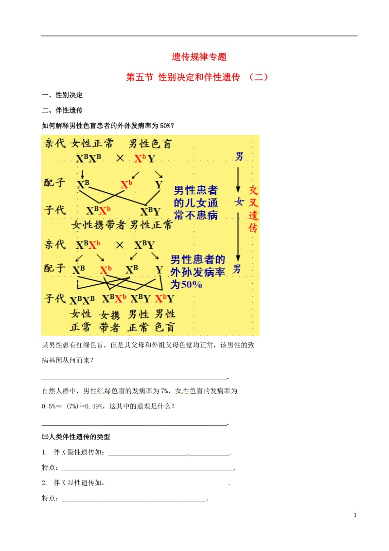 高中生物 伴性遗传（二）素材 新人教版必修2_第1页