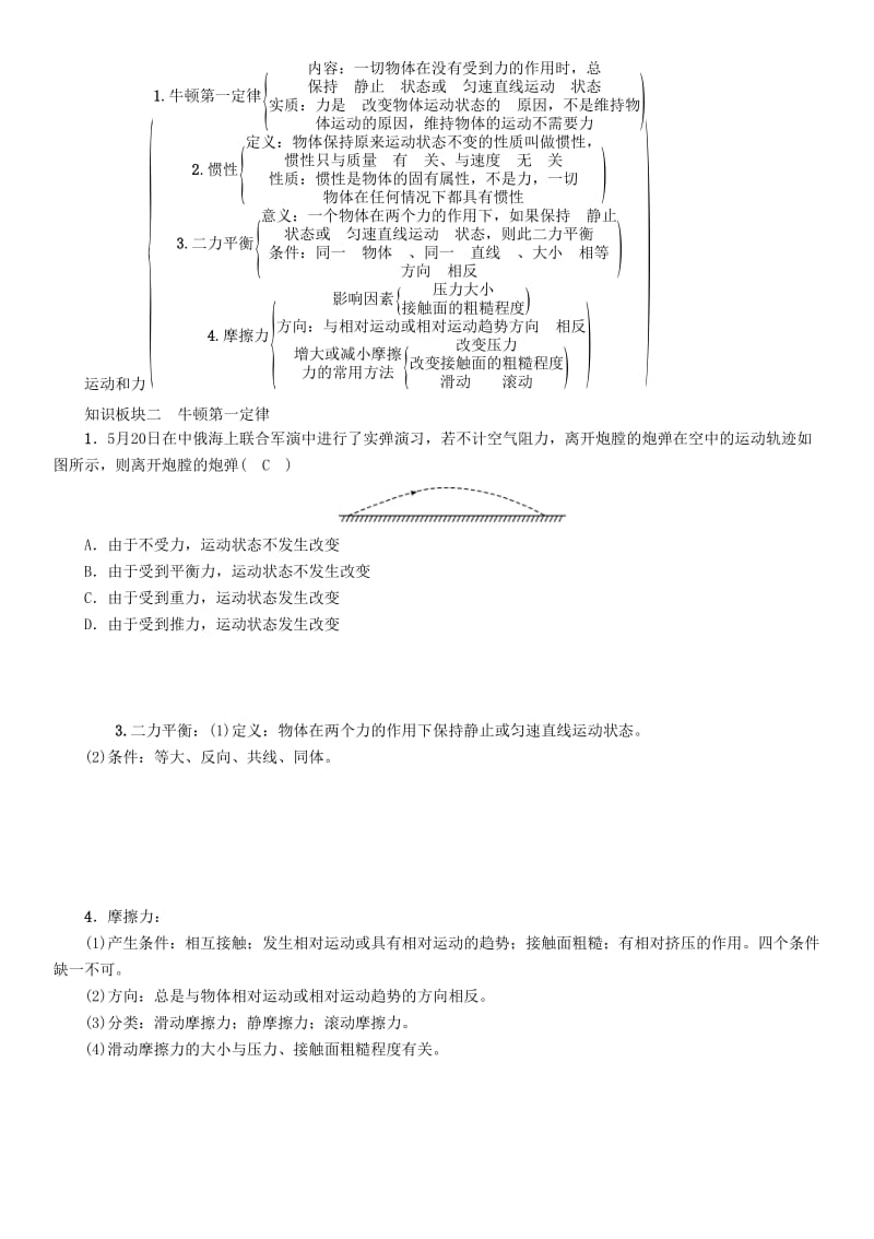 八年级物理下册 8 运动和力复习学案 （新版）新人教版_第2页