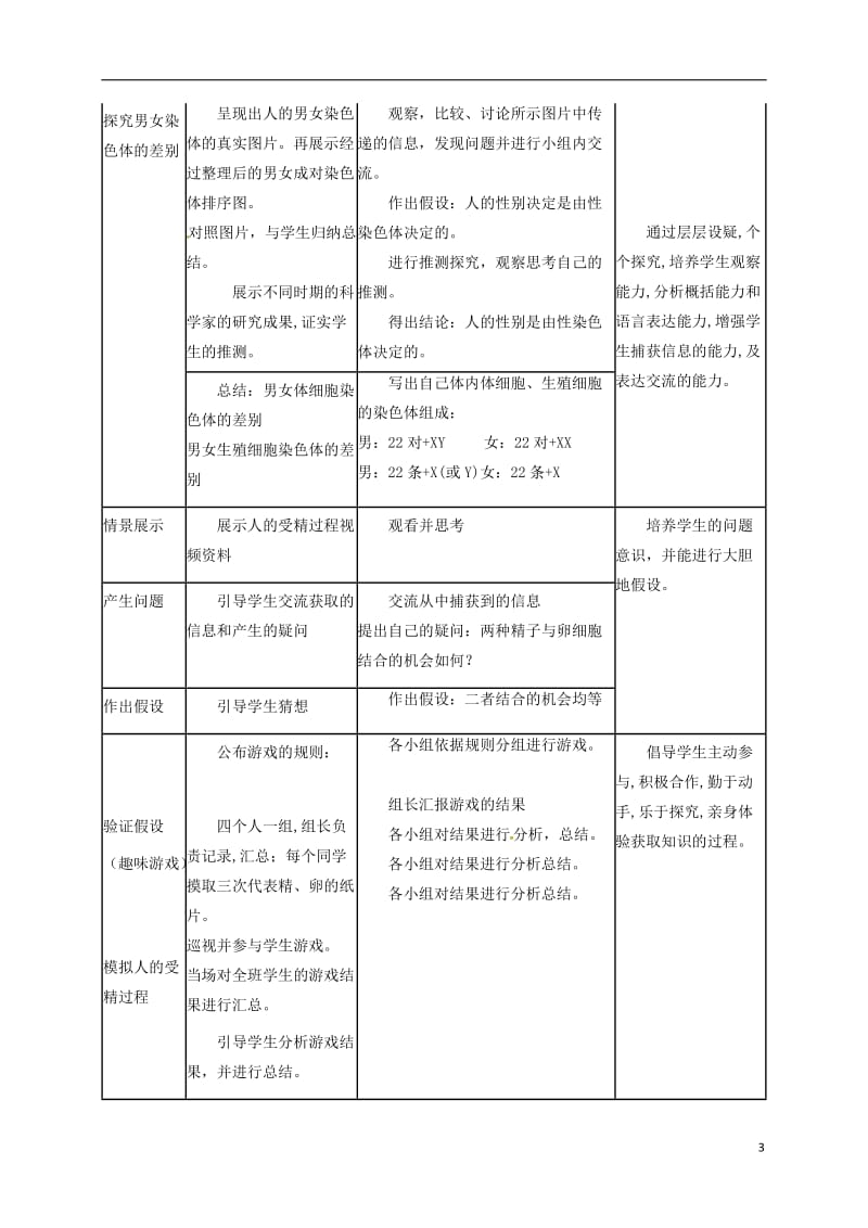 八年级生物下册 7_2_4 人的性别遗传教案 （新版）新人教版_第3页