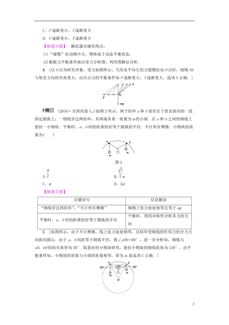 江苏专版2017高考物理二轮复习第1部分专题突破篇专题1力与物体的平衡讲练_第2页