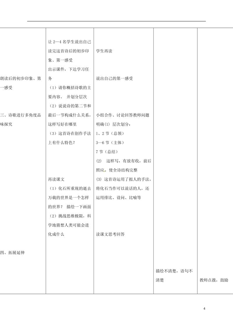 四川省华蓥市明月镇小学七年级语文上册21化石吟教案新版新人教版_第2页