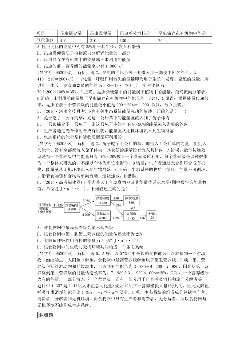 高考生物总复习 第9单元 第33讲 生态系统的能量流动练习_第2页