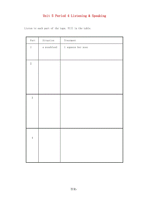 高中英語(yǔ) Unit 5 First aid Period 4 Listening and speaking練習(xí) 新人教版必修5