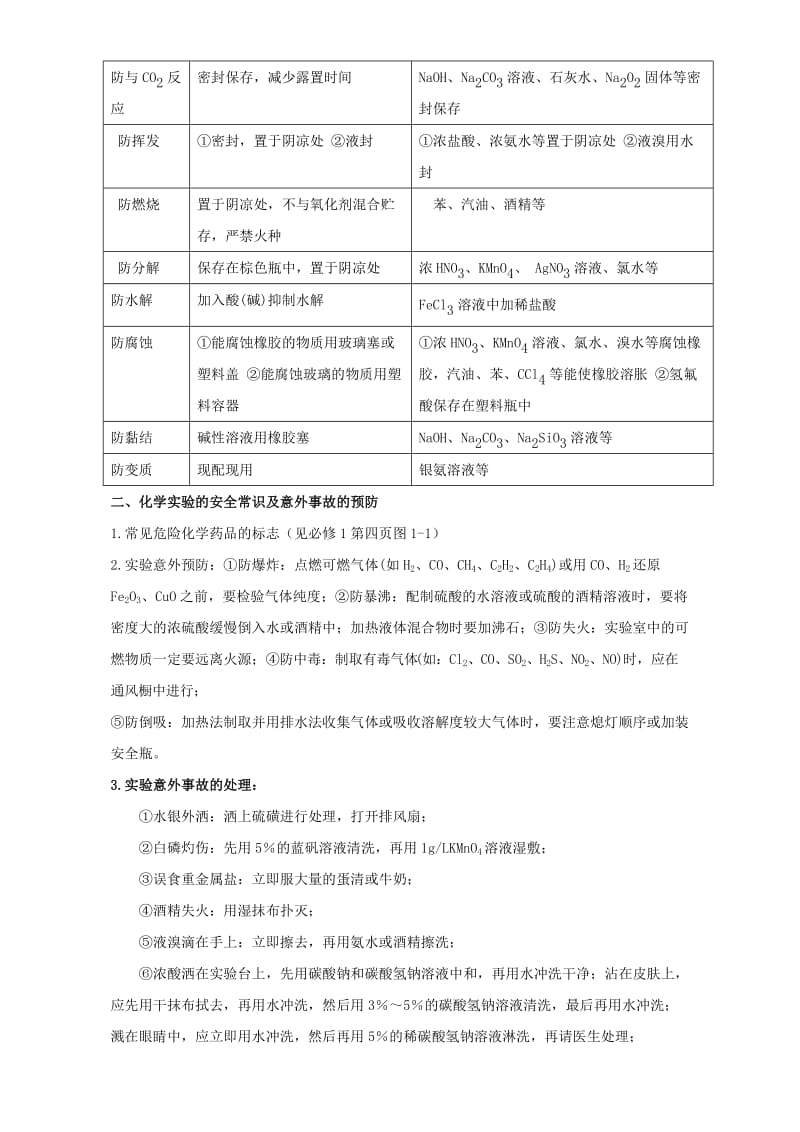 高中化学 一 化学实验基本方法复习学案_第3页