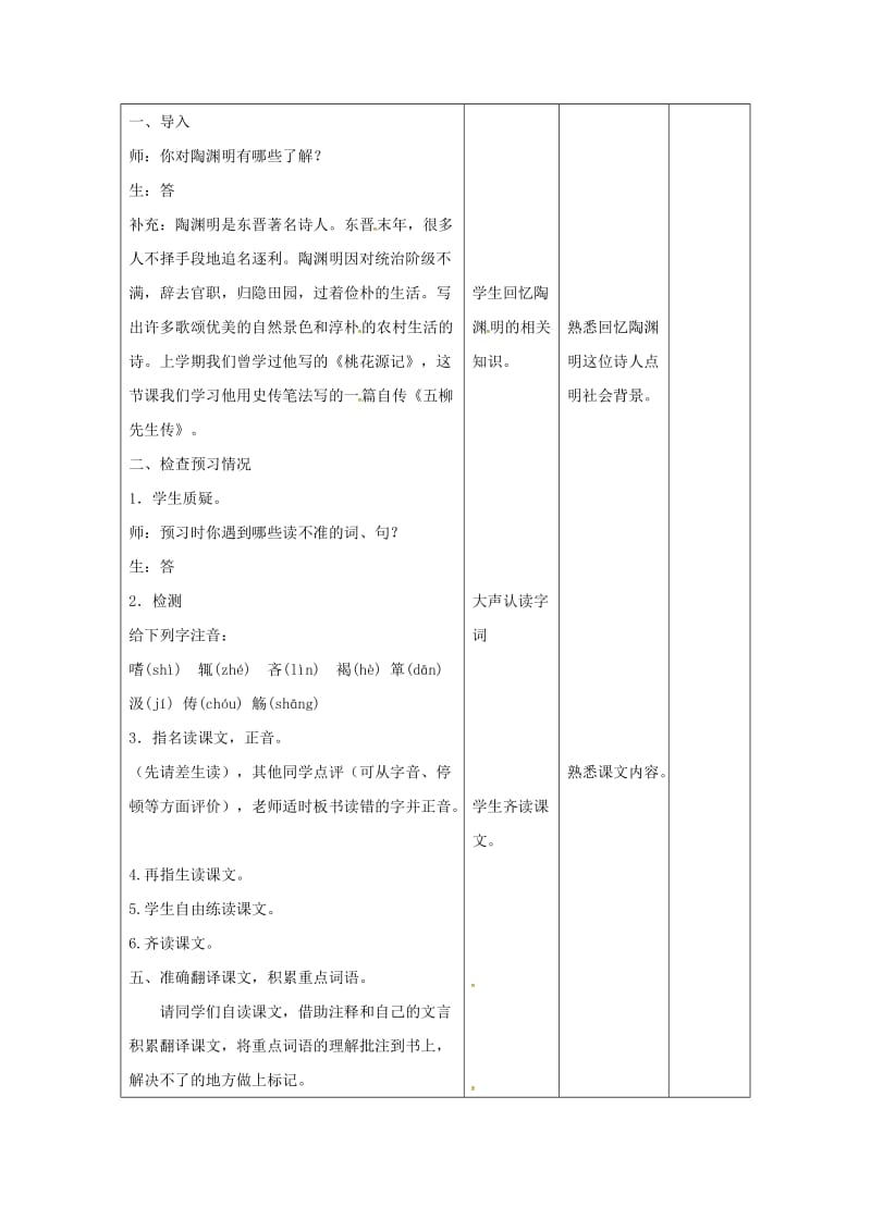 八年级语文下册 22《五柳先生传》教案1 （新版）新人教版_第2页