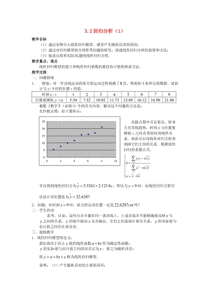 高中數(shù)學 3_2 回歸分析教案1 蘇教版選修2-31